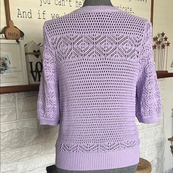 White House Black Market Lavender Knit Sweater - Picture 2 of 5